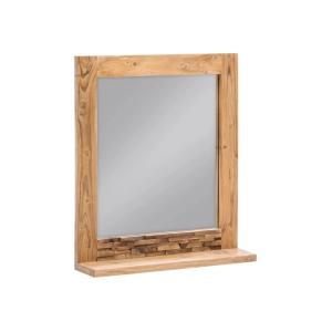 Massiver Badezimmerspiegel Matay aus Akazienholz, lackiert, braun – 67×15×75 cm