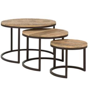 Set aus 3 massiven Konferenztischen Clairton aus Mangoholz, braun, oval