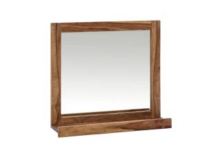 Massiver Badezimmerspiegel Lagos aus Palisander, lackiert, braun – 70×66 cm