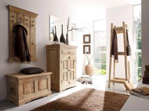 Massive Flurwand Patina aus Mangoholz, lackiert, natur – 3 Teile