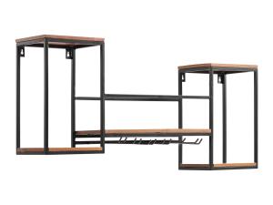 Massive Wandregal Aro aus Metall und Holz, lackiert, braun – 100×20×41 cm