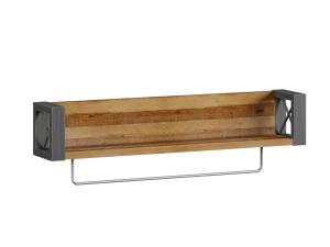 Massiver Handtuchständer Detroit aus recyceltem Kiefernholz und Metall, lackiert, braun