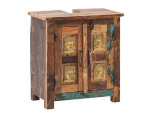 Massive Spüle Sumana aus recyceltem Holz, lackiert, braun – 52×30×60 cm