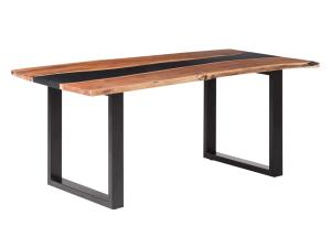 Massiver Esszeltisch Black River aus Mangoholz, lackiert, braun – 140×90 cm