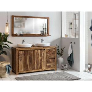 Massives Badezimmer-Set Leeston II aus Rosenholz, lackiert, braun