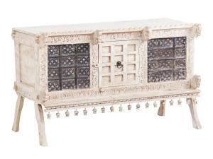 Massive Kommode Damchaya II aus Mangoholz, lackiert, weiß