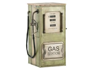 Massiver Barregal Gas Station aus Mango-Holz und Metall, lackiert, grün – 48×50×102 cm