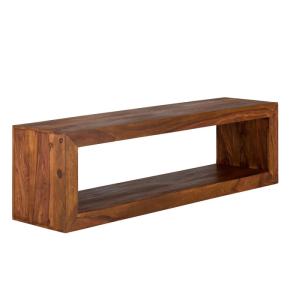 Massiver TV-Tisch Cube I aus Palisander, lackiert, braun – 150×38×45 cm