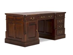 Massiver Schreibtisch Cambridge aus Mahagoni, lackiert, braun – 160×80×80 cm