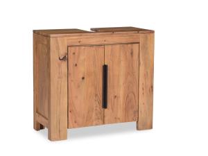 Massiver Badezimmerunterschrank Auckland aus Akazienholz, lackiert, braun – 67×30×61 cm