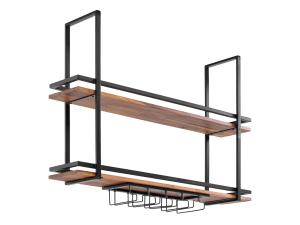 Massives Wandregal Aro aus Metall und Holz, lackiert, braun – 120 cm