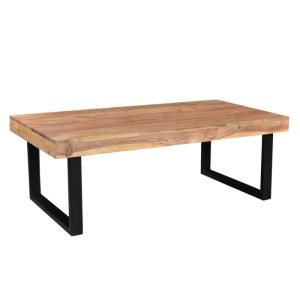 Massiver Konferenztisch Ettrick aus Akazie, lackiert, natur / schwarz – 116×57×40 cm