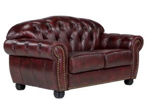 Chesterfield Sofa Hereford 2-Sitzer aus echtem Leder, rot
