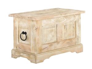 Massive Patina Truhe aus Mangoholz, lackiert, Naturfarbe – 80×45×50 cm