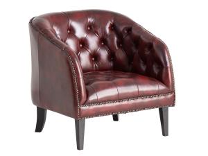 Chesterfield-Sessel Oakland aus massivem echtem Leder, rot