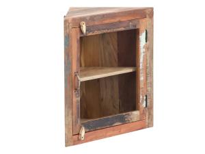 Eck-Wandregal Sumana aus recyceltem Hartholz, lackiert, braun