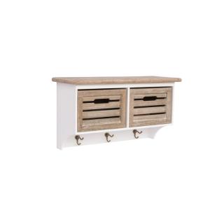 Massives Wandregal Kansas II aus Paulownia und MDF, lackiert, weiß – 63×24×36 cm