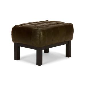 Massiver Chesterfield Kingsfield Pouf aus echtem Leder, braun