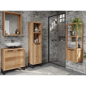 Massives Badezimmer-Set Sydney aus Wildeiche, geölt, braun