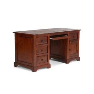 Massiver Schreibtisch Catana aus Kiefer, lackiert, braun – 160×70×78 cm