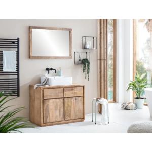 2-teiliges Badezimmer-Set Blackdale aus massivem Mangoholz, lackiert, braun