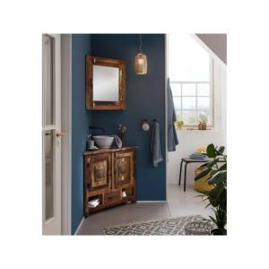 Massive Badezimmer-Eckkombination Sumana aus recyceltem Holz, lackiert