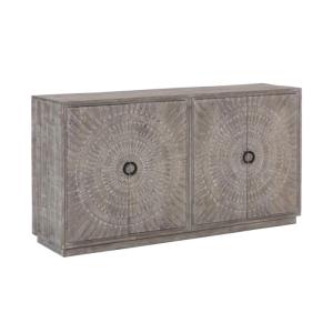 Massive Kommode Salem aus Mangoholz, gewachst, grau – 163×41×87 cm