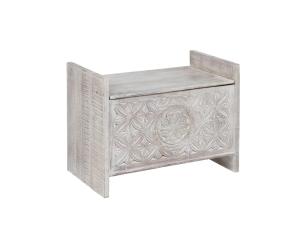 Massive Bänke-Truhe Mackay aus Mango-Holz, lackiert, weiß – 71×40×55 cm