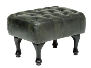 Massiver Chesterfield Pittsfield Hocker aus echtem Leder, grün – 60×45×42 cm