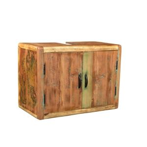 Massive Unterschrank für Waschtisch Calcutta aus recyceltem Holz, lackiert, mehrfarbig – 70×35×50 cm