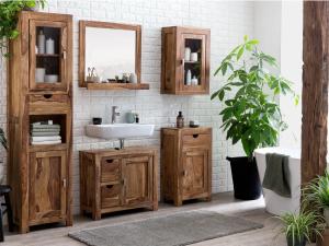 Massives Badezimmer-Set Lagos, 5-teilig, lackiert, Palisander, braun