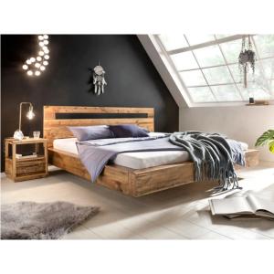 Massives Bett Marton aus recycelter Kiefer, lackiert, braun – 180x200 cm