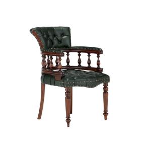 Massiver Bürostuhl Cambridge III aus Mahagoni, lackiert, grün