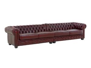 Massive Chesterfield Sofa, Rindsleder, Antikrot – 352×100×72 cm