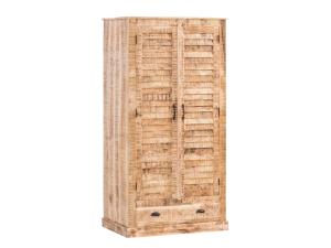Massive Kleiderschrank Caribou aus Mango-Holz, lackiert, Naturfarbe – 90×60×180 cm