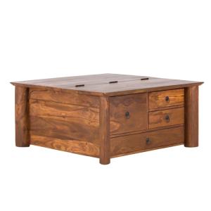 Massiver Couchtisch Merlin III aus Palisander, lackiert, braun – 95×95×45 cm