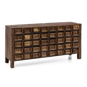 Massiver Besteckschrank Madurai aus recyceltem Holz, unbehandelt, braun – 150×40×75 cm