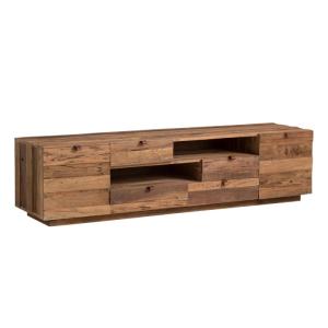 Massiver TV-Tisch aus recyceltem altem Holz, braun – 180×45×45 cm