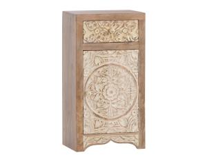 Massive Badezimmer-Unterschrank Delhi aus Mangoholz, lackiert, braun – 43×30×80 cm