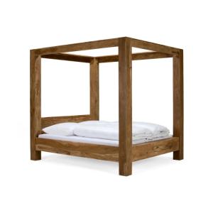 Massives Bett mit Himmel, Palisander, lackiert, braun