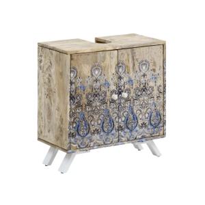 Massive Unterschrank für Spüle Alcudia aus Mangoholz, lackiert, natürliche Farbe – 60×30×60 cm