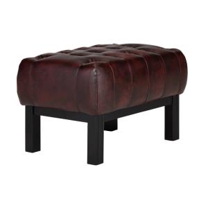 Massiver Chesterfield Kingsfield Hocker aus echtem Leder, rot – 61×46×43 cm