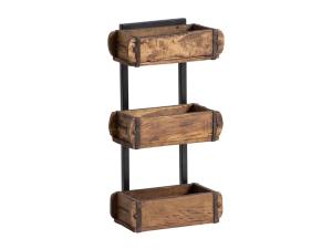 Massive Wandregale in Ziegeloptik aus recyceltem Holz, lackiert, braun – Set mit 3 Stück