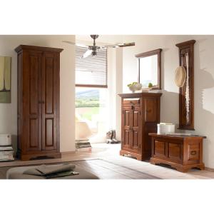 Massive Garderobenwand Catana aus Kiefer, lackiert, braun