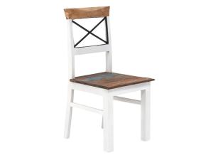 Massive Stuhl Perth aus recyceltem Holz, lackiert, weiß / farbig – Set 2 Stück