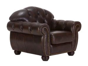 Massiver Chesterfield Sessel Hereford aus echtem Leder, braun – 112×96×94 cm