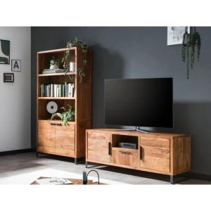 Massive Wandregal Sydney aus Akazie, lackiert, braun