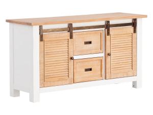 Massive Waschtischunterstützung Capera aus Kiefer und MDF, lackiert, weiß und braun – 140×45×75 cm