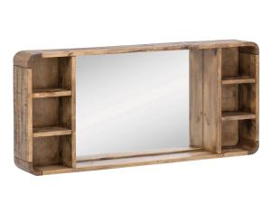 Massiver Badezimmerspiegel Dingle II aus recycelter Kiefer, lackiert, natur – 130×60 cm