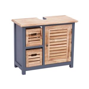 Waschtischschrank Kansas aus Paulownia und MDF, lackiert, grau – 67×30×56 cm